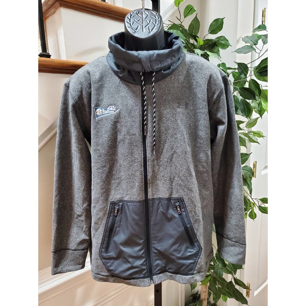 SEC Fanfare Under Armour Large Semi Fitted Zip‎ Gray Black Lightweight Jacket